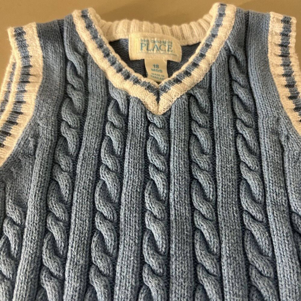 Childrens‎ Place Sweater Vest Boys Size 18 Mos Pullover Blue Casual V-neck